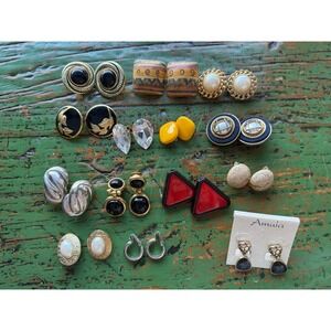Vintage Clip On Earring Lot Costume Jewelry